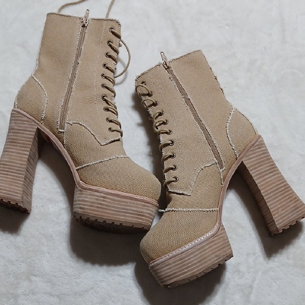 Zigi Jhanny Tan Lace-Up Platform Boots Size 9 - Picture 3 of 9